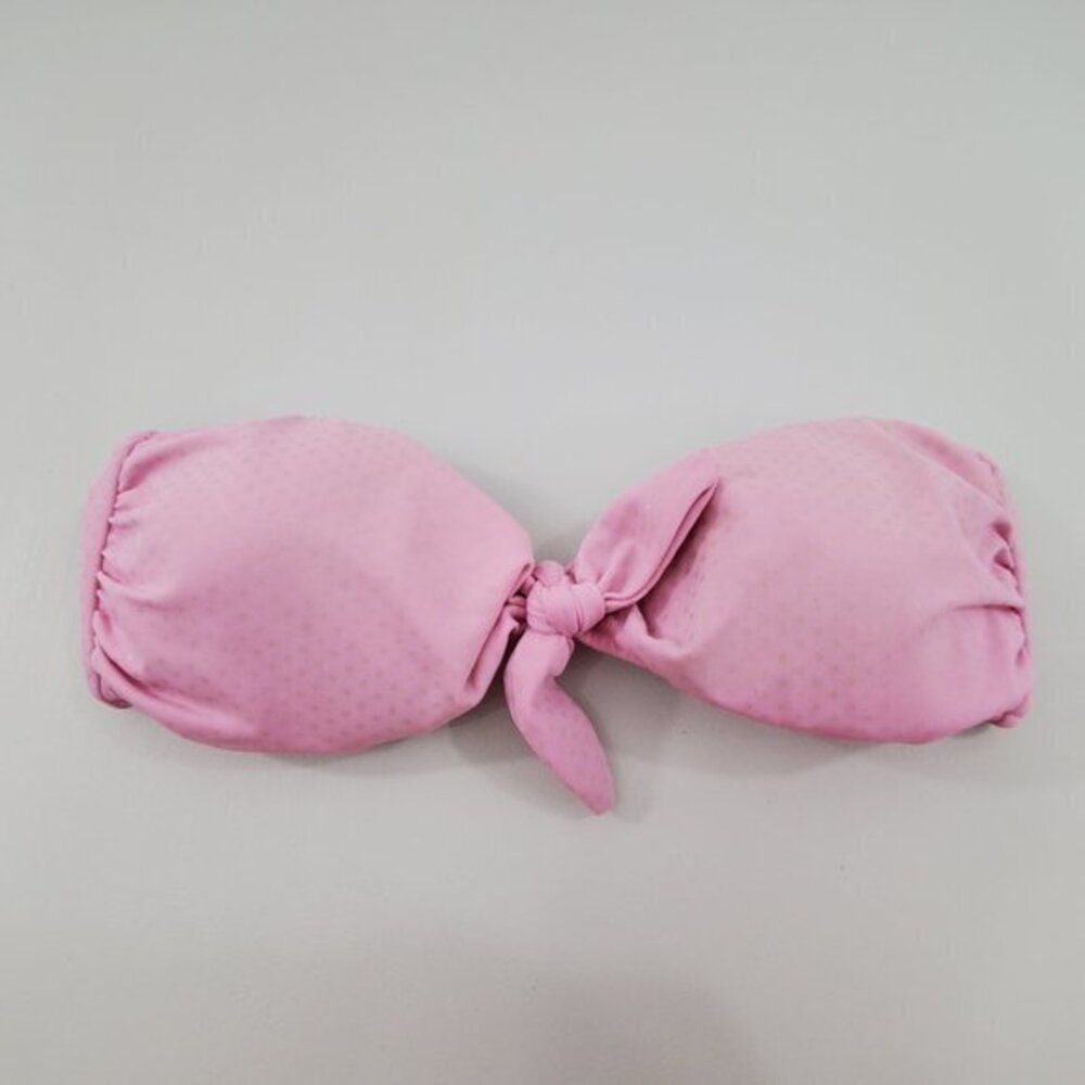 Victorias Secret Bikini Top S‎ M Barbie Pink Polka Dot Tie Strapless Knot Ruched